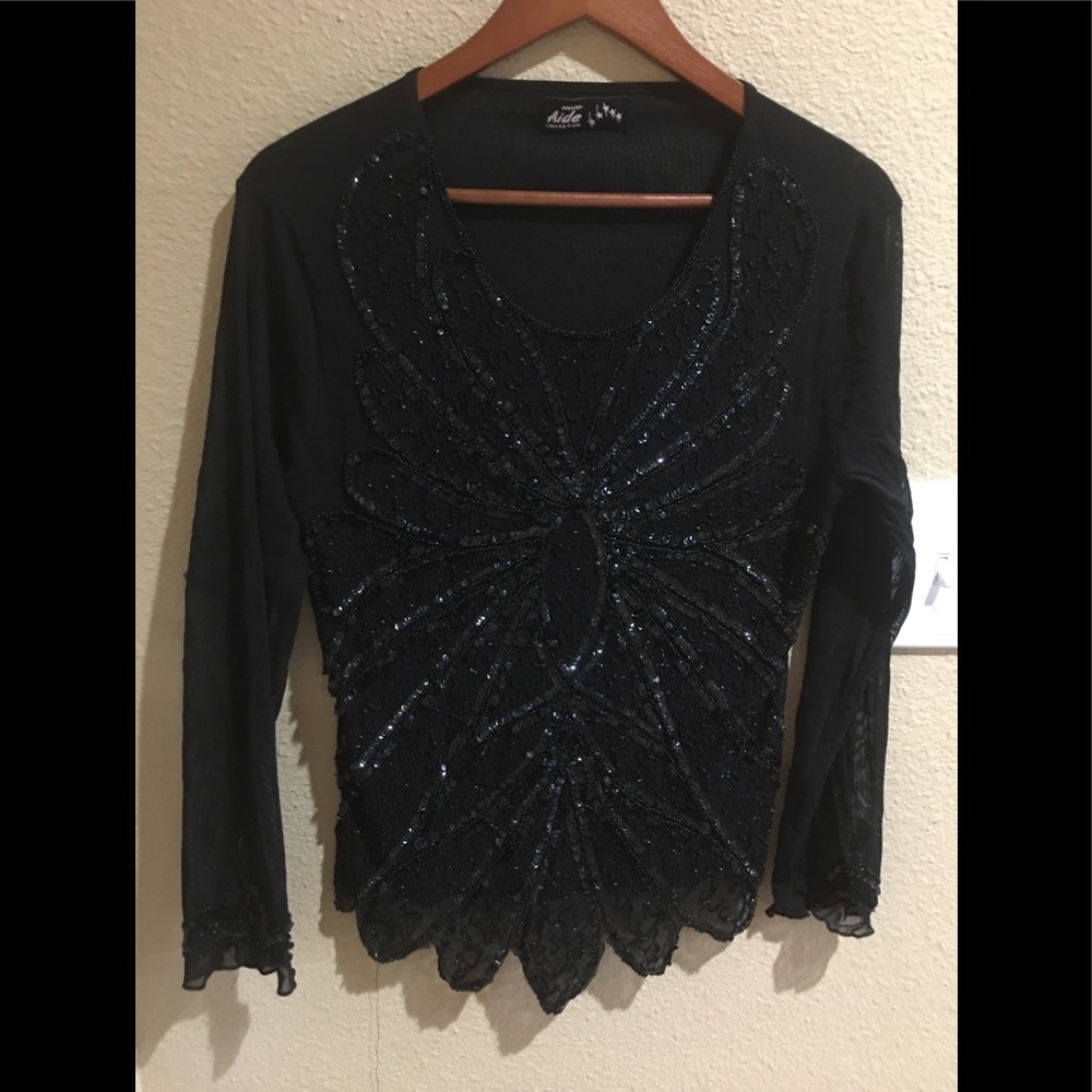 Handmade black soirée blouse from Egypt